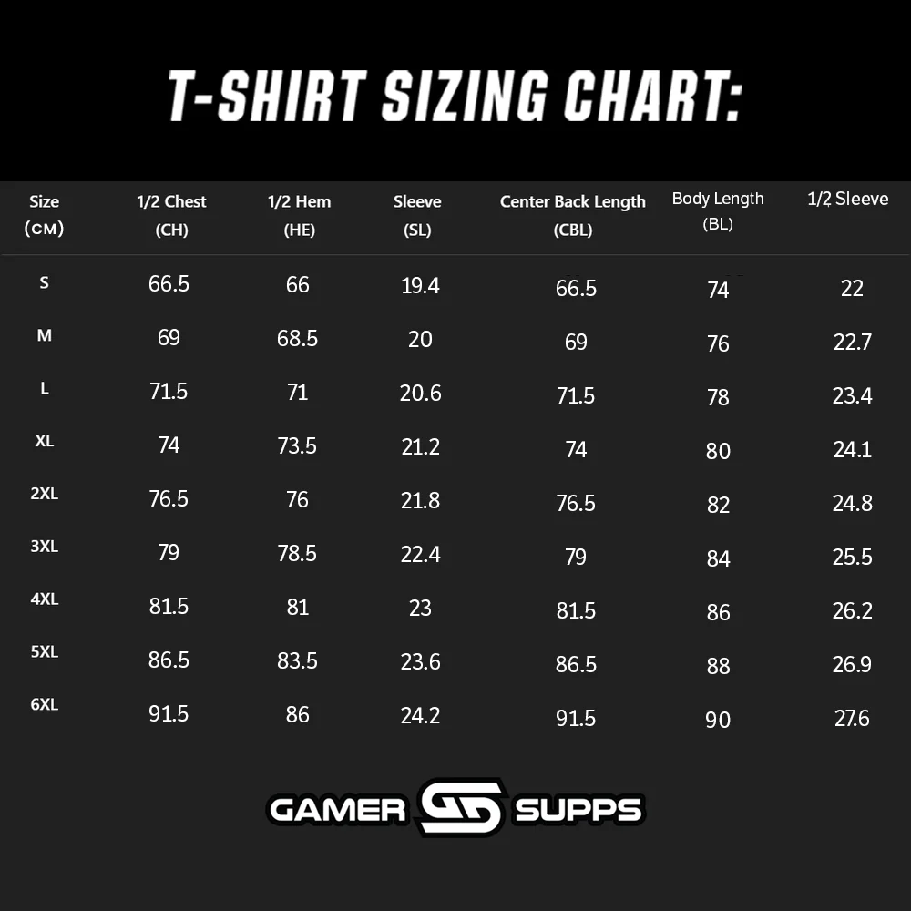 VCard: VDuelist Supersized Tee Size Chart