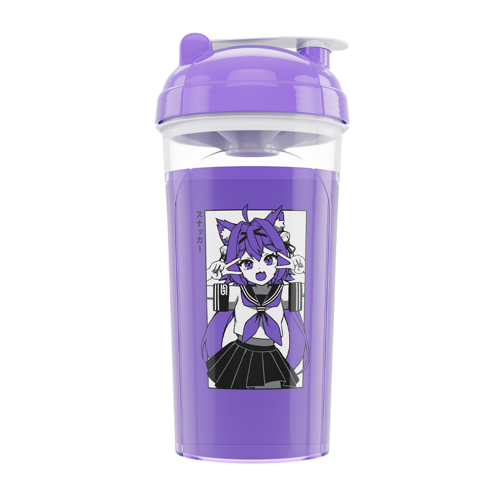 Front of Filian Waifu Cup filled with purple liquid