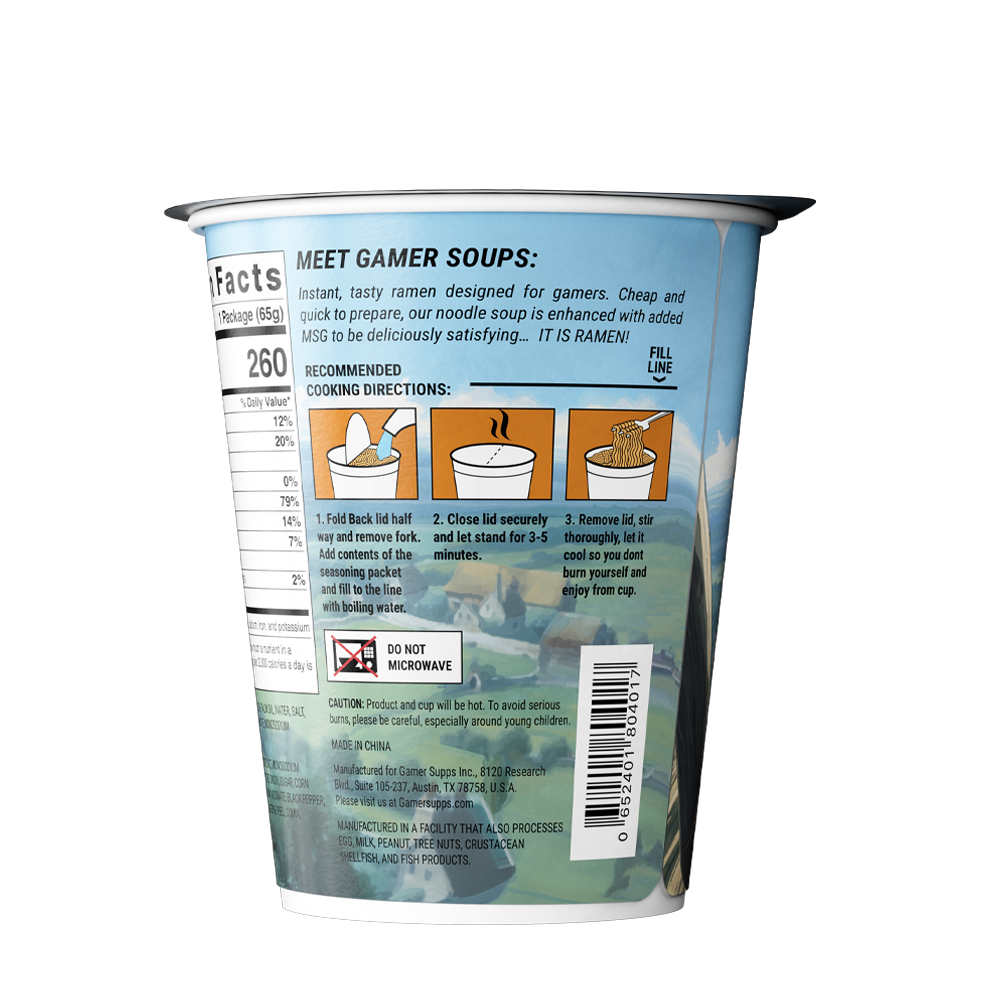 Gamer Soups Instant Noodles - Chicken (Single Cup) - Gamer Supps
