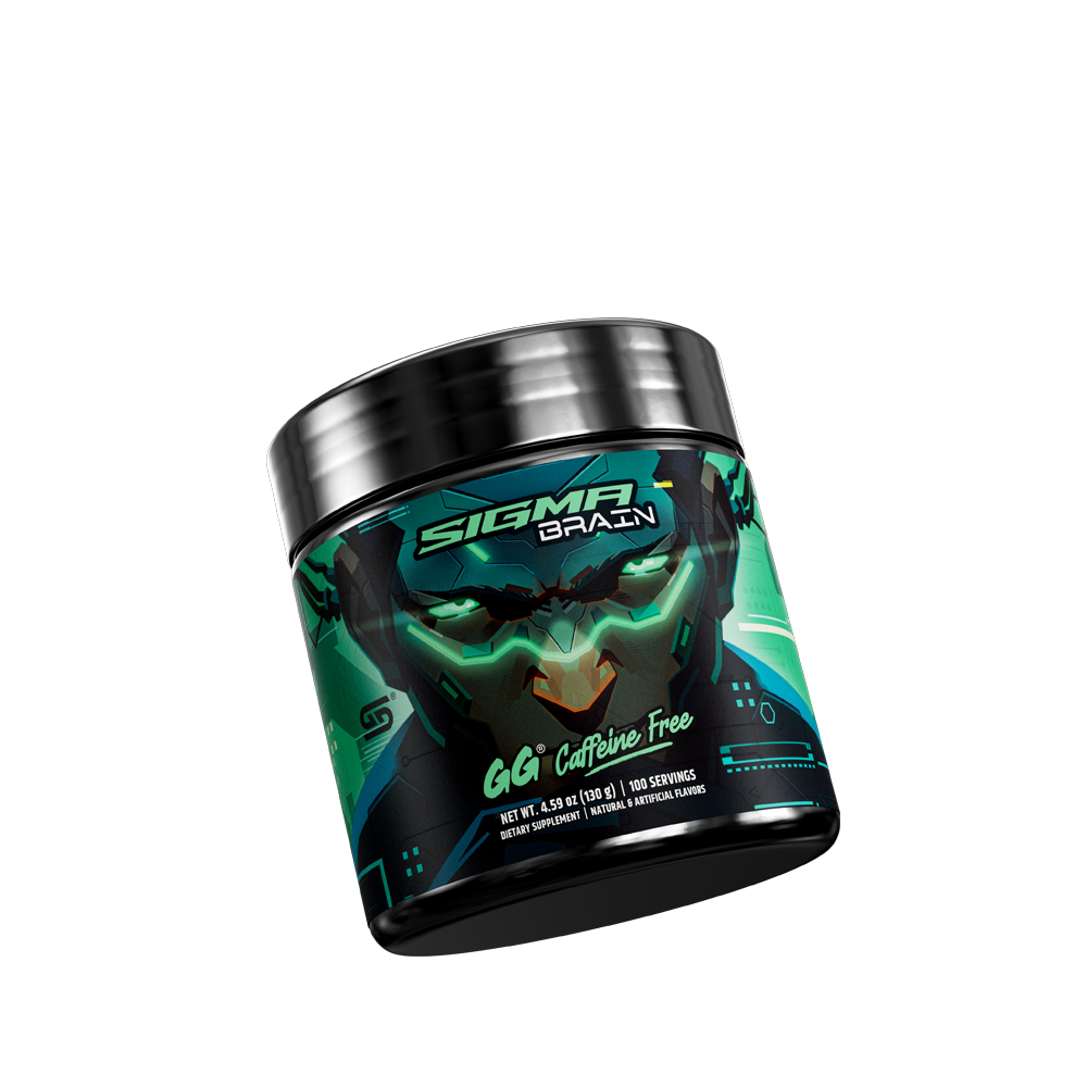 Sigma Brain GG Caffeine Free Tub tilted back and left showing bottom of tub