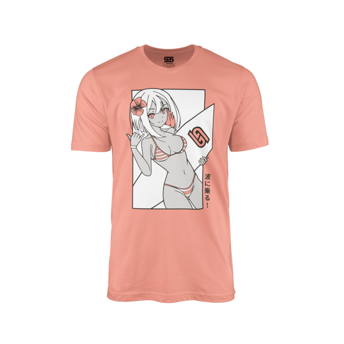 Pink Shirt with Surfer Waifu Design