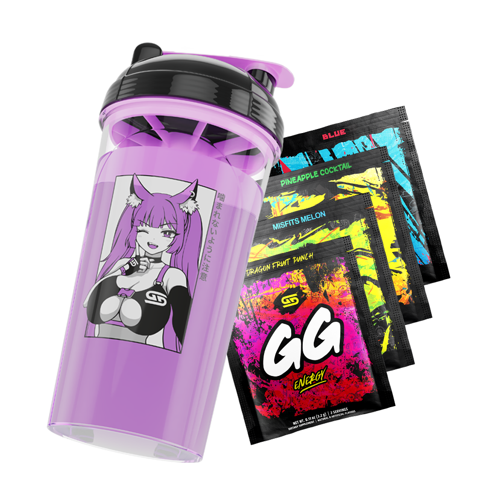 Waifu Cups season 4 frisky kitty shaker tilted over 4 free sample packs